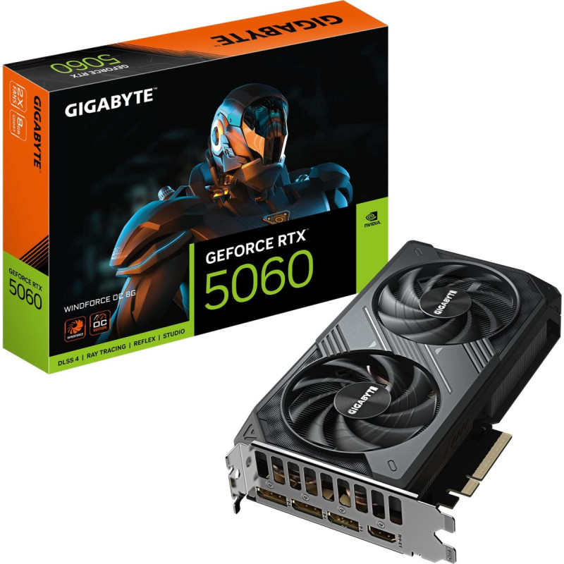Gigabyte Karta graficzna Gigabyte GeForce RTX 5060 Windforce OC 8GB GDDR7 DLSS4 (GV-N5060WF2OC-8GD)