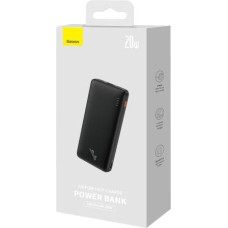 Baseus Power Bank Airpow, C+U, 20W, 10000 mAh, with Baseus Simple Series Type-C, 0.30m Cable, Black EU (PPQD090001)
