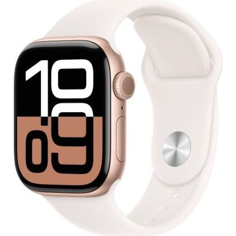 Apple Watch Series 10 GPS + Cellular 42 mm Rose Gold Aluminium Case with Light Blush Sport Band - S/M
