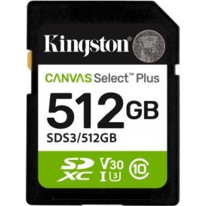 Kingston Memory card SD 512GB Canvas Select Plus Gen3 150MB/s