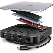 Axagon HMC-UFO USB hub 9in1 10Gbps HDMI M.2 NVMe LA