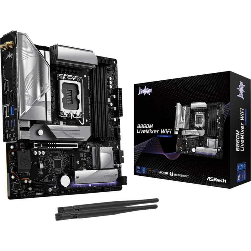 Asrock B860M LiveMixer WiFi Intel B860 LGA 1851 (Socket V1) micro ATX