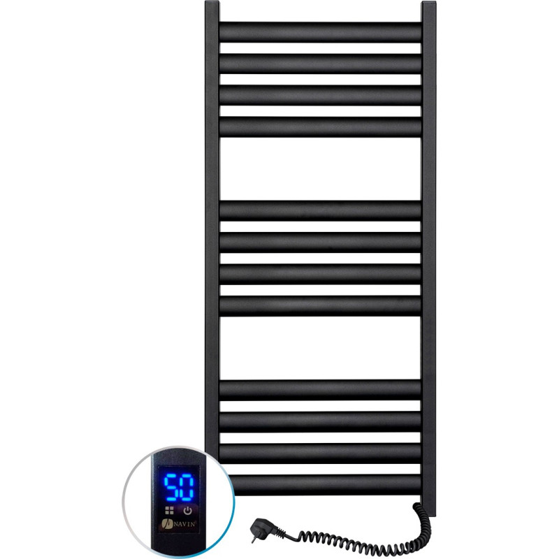 Navin Electric towel warmer Ellipse 500*1200 Sensor, right-hand version, black, 12-245053-5012.