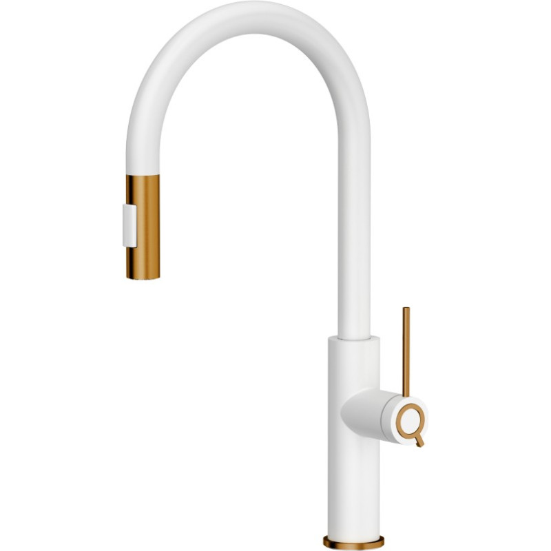 Quadron Kitchen mixer with pull-out hose, JENNIFER Q LINE SLIM 3623510_WHMPVDC1, matte white.
