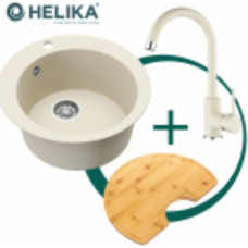 Helika Set: kitchen sink, faucet, and countertop SR100-113W+5523E2-001+SR-416.300 (bamboo)