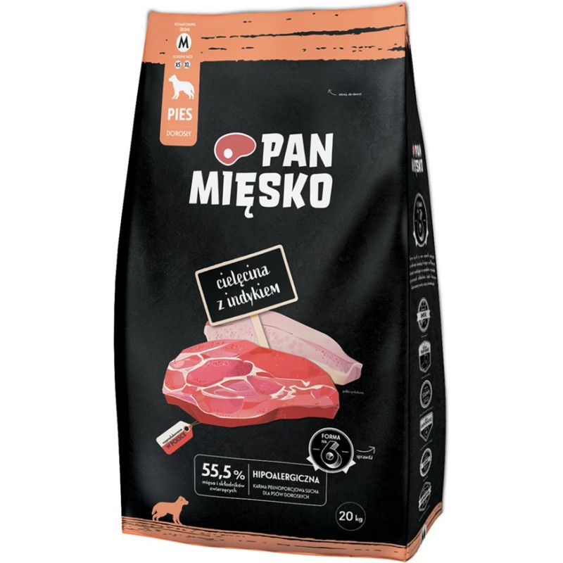 Pan Mięsko PAN MIĘSKO Cielęcina z indykiem M - dry dog food - 20kg