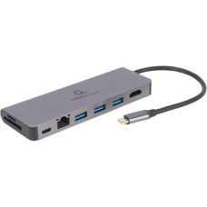 Gembird USB-C Hub for HDMI 1xUSB-C GbE 2xUSB-A Card PD