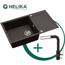 Helika Set: kitchen sink and faucet with pull-out hose SQT104-120AWP+2383-120