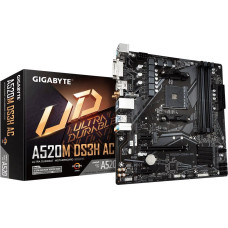 Gigabyte A520M DS3H AC Motherboard - AMD Ryzen 5000 Series CPUs, 5+3 Phases VRM, up to 4733MHz DDR5 (OC), 1xPCIe 3.0 M.2, GbE LAN, WIFI 5, USB 3.2 Gen 1