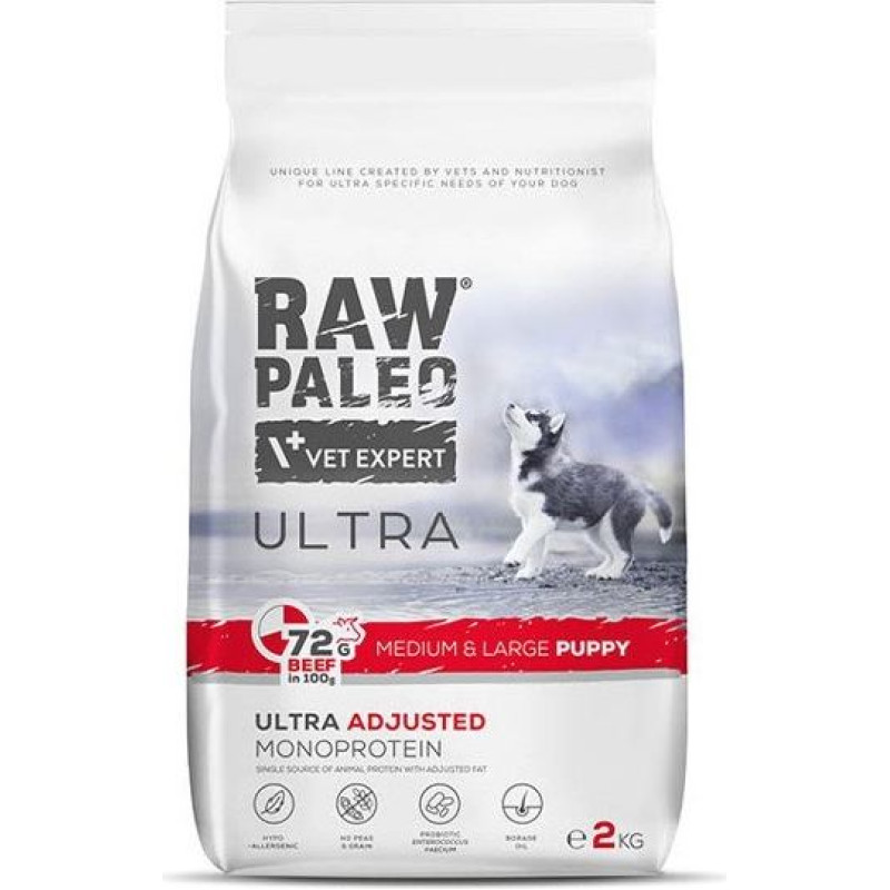 Vetexpert RAW PALEO Ultra Medium&Large Puppy Beef - dry food for puppies - 2 kg