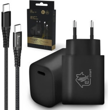 Extralink Smart Life USB Type-C to Type-C Kit, 200cm, Black + 18W PD3.0 Charger Black