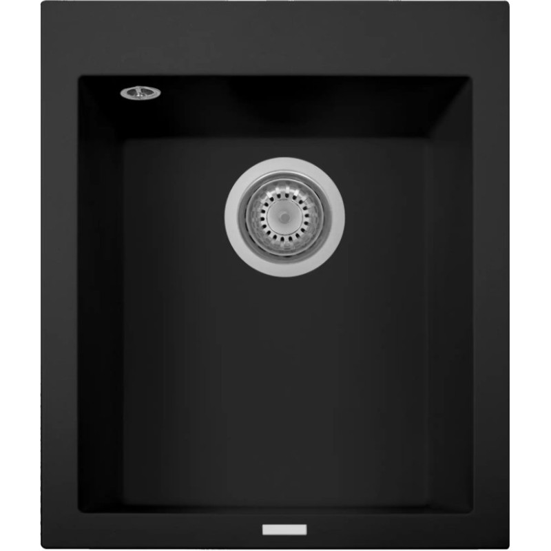 Plados Sink ONE ON4110-70, black matte, with siphon and drain valve.