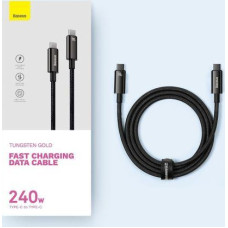 Baseus Type-C to Type-C Tungsten Gold Series Cable 480Mb/s, 240W, 2m, Black (CAWJ040101)