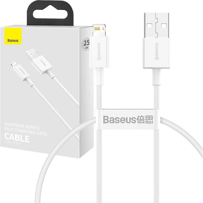 Baseus Superior Series Cable USB to Lightning, 2.4A, 0,25m (white)