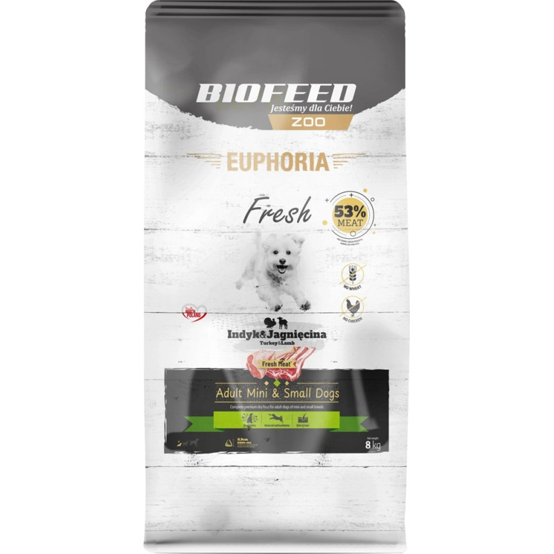 Biofeed Euphoria Fresh Adult Mini & Small Turkey with lamb - dry dog food - 8kg