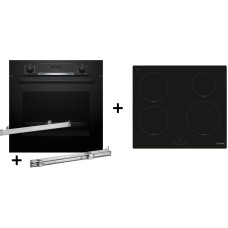 Bosch Zestaw piekarnik BOSCH HBA514BB3 + prowadnice teleskopowe BOSCH HEZ538000 + płyta indukcyjna BOSCH PUE611BB5E