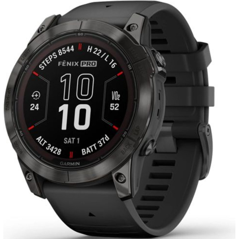 Garmin Fenix 7X Pro Smart Watch 51mm, GPS, Black with Black Silicone Band EU
