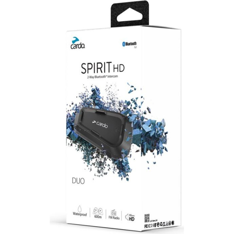 Cardo Spirit HD Duo motorcycle intercom 2 channels 600 m Black