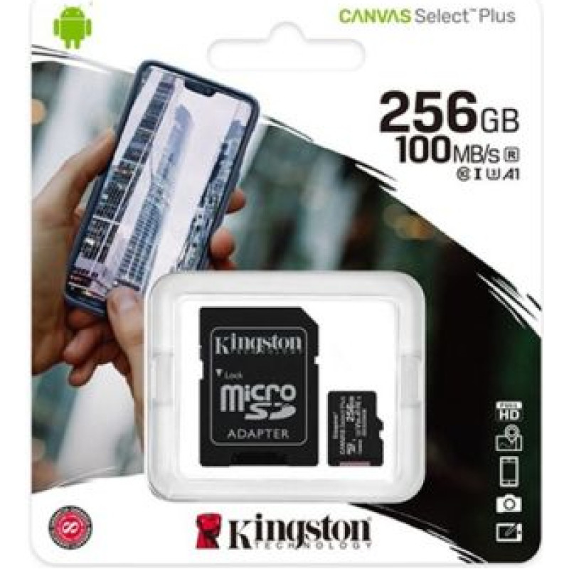 Kingston MicroSD Card Canvas Select Plus 256GB Class 10 + Adapter (SDCS2/256)