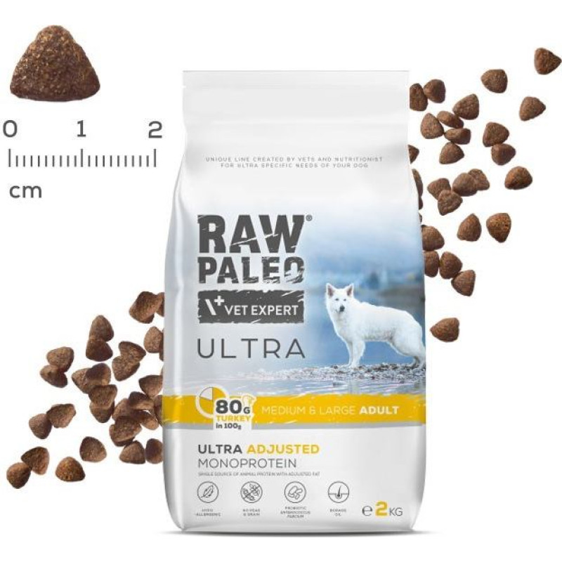 Vetexpert RAW PALEO Ultra Medium&Large Adult Turkey - dry dog ​​food - 2 kg