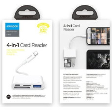 Joyroom Converter HUB Lightning (male) to USB OTG (female) + Type-C (Female) + Card Readers (SD,TF), White (S-H142)