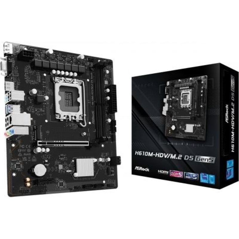 Asrock Motherboard H610M-HDV/M.2 D5 GEN5 s1700 2DDR5 DP/HDMI mAT