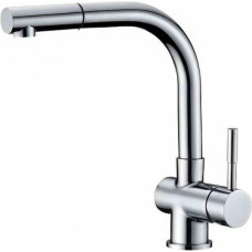 Bluewater Blue Water Lira chrome kitchen mixer tap with pull-out spray.