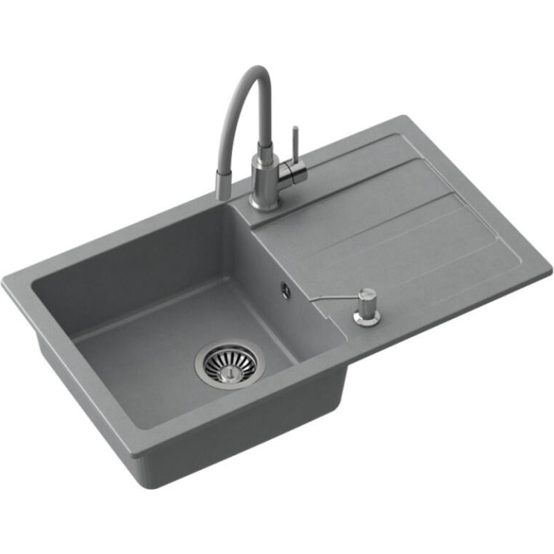 Quadron Sink with mixer and dispenser, READY MAX, TQ7744RMSZ, grey.