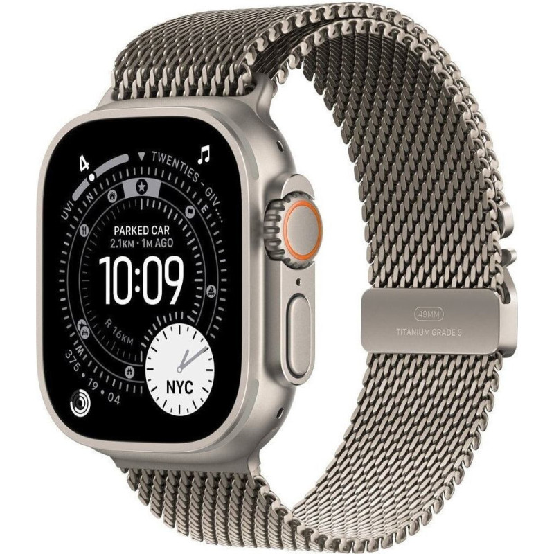 Apple Watch Ultra 3 GPS + Cellular 49mm Natural Titanium Case with Natural Titanium Milanese Loop - Medium