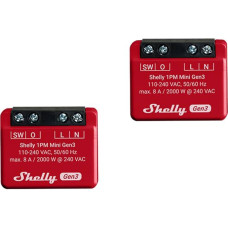 Shelly 1PM Mini Gen3 Set of 2 Controllers, WiFi/Bluetooth