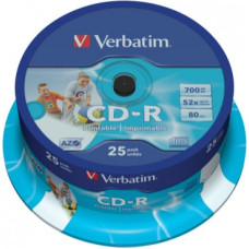 Verbatim CD-R 52x 700MB 25P CB Printable 43439