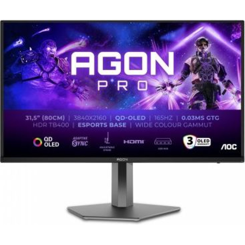 AOC AG326UD 31.5 inch 4K QD-OLED 165Hz HDMIx2 DP Pivot Speakers Monitor