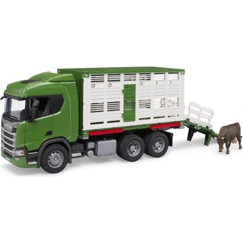 Bruder Vehicle Scania Super 560R Container with a cow figure