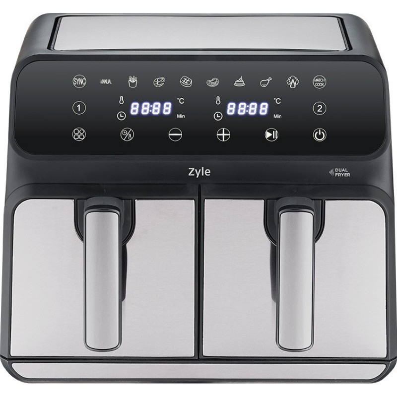 Zyle Hot air fryer, ZY802DAF, 8 liters, with two cooking baskets.