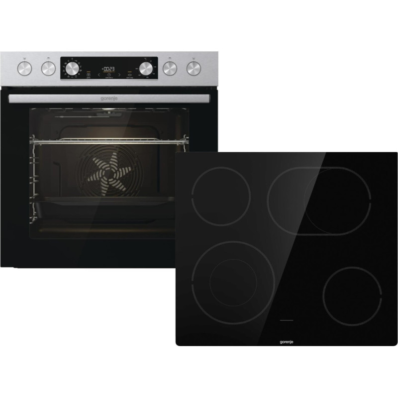 Gorenje Built-in oven BC6737E02X + hob ECD643BSC + telescopic rails 863768