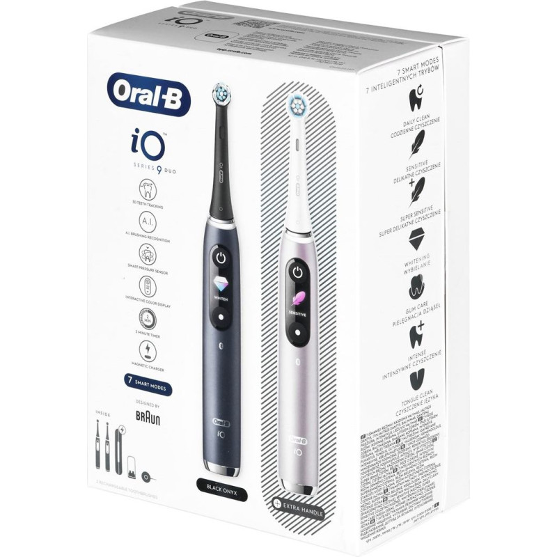 Braun ORAL-B ELECTRIC TOOTHBRUSH IO 9N SET DUO BLACK ONYX & ROSE QUARTZ