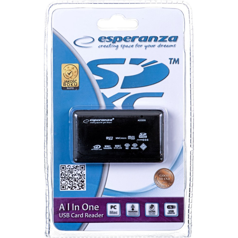 Esperanza EA117 card reader Black USB 2.0