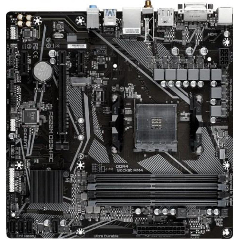 Gigabyte Motherboard A520M DS3H AC AM4 4DDR /HDMI/DVI/DP M.2 mATX