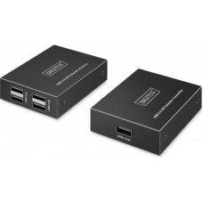 Digitus Category 6 UTP USB 2.0 Extender up to 150m, 4&times; USB-A up to 480 Mbps, 1&times; RJ45 (Gigabit Ethernet) - Kit (Receiver/Transmitter)