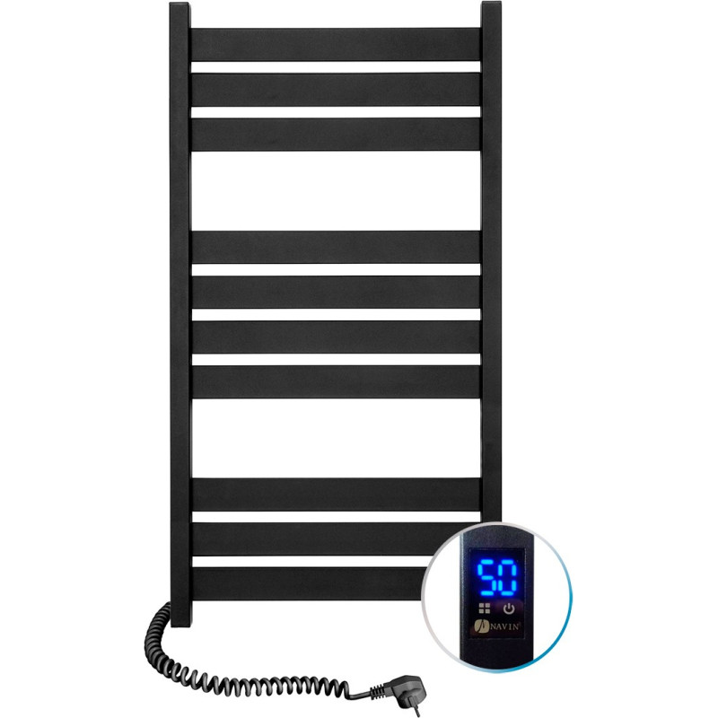 Navin Electric towel warmer, Largo 500*1000, sensor on the left, black, 12-244153-5010.