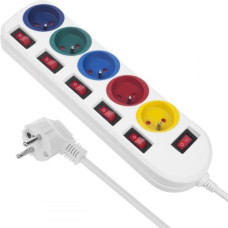 Maclean Power strip 5 socket with switches MCE204M/W