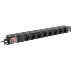 Lanberg Power strip PDU rack 19 inch 1U 16A 8X 230V PL 2 black