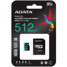 Adata Memory card microSD Premier Pro 512 GB UHS1 U3 V30 A2 + adapter