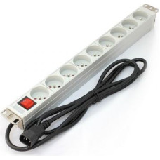 Digitus The PDU 19 "rack, 9 slots Type E, C14 connector cable, 2m, aluminum switch