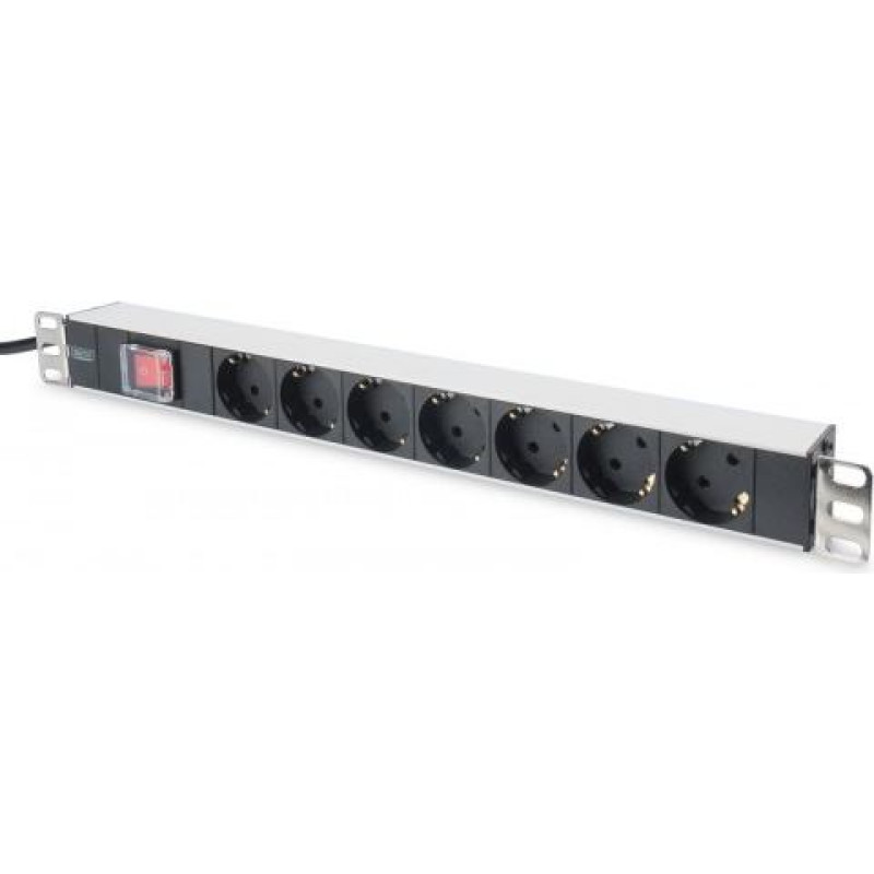 Digitus Power strip PDU 19 inches, 1U, 7 sockets, power: 16A, 4000W, aluminum, switch, 2m