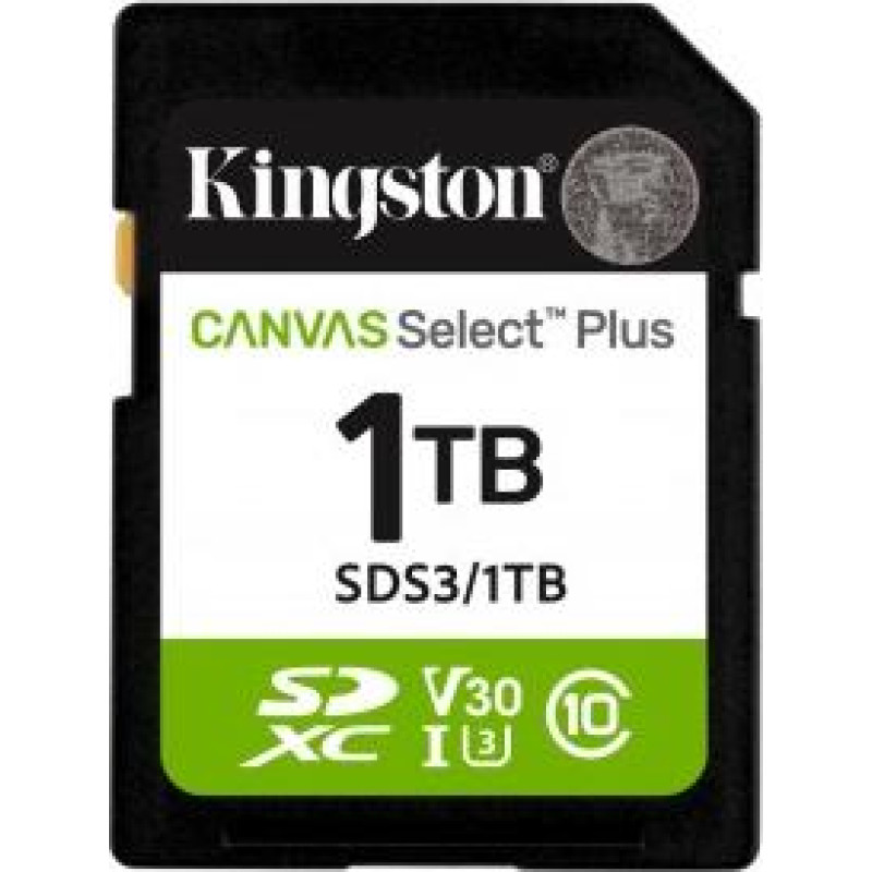 Kingston Memory card SD 1TB Canvas Select Plus Gen3 150MB/s
