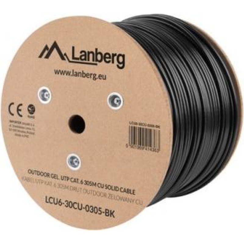 Lanberg Cable LAN UTP KAT-6 305M wire outdoor gel CU fluke passed, black