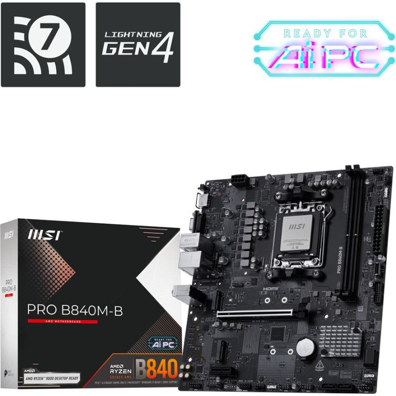 MSI PRO B840M-B motherboard AMD B840 Socket AM5 micro ATX