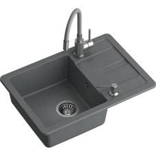 Quadron Sink with mixer and dispenser, READY SMART, TQ6244RSSZ, grey.