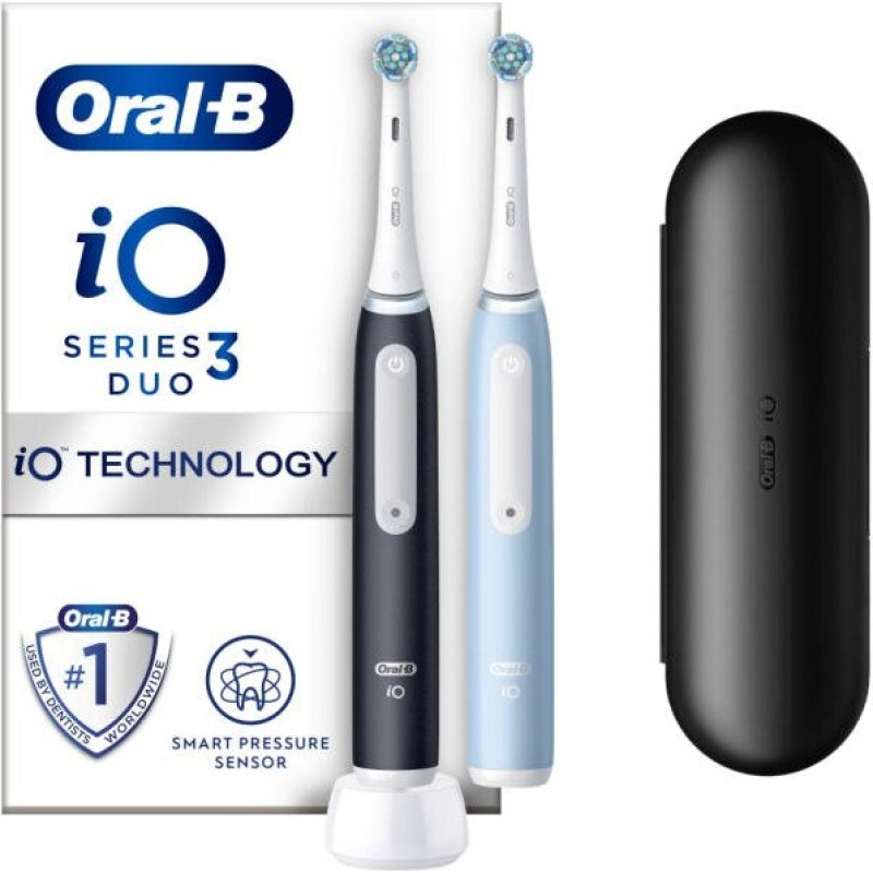 Oral-B Electric toothbrush iO3 Matt Black/Ice Blue Duo